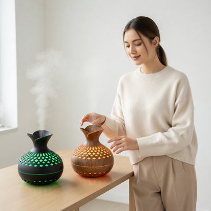 Wood Grain Aroma Diffuser with Ultrasonic Mist
