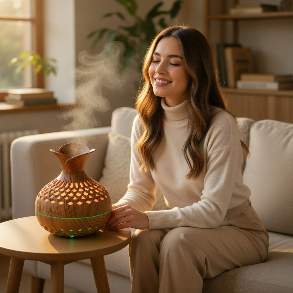 Wood Grain Aroma Diffuser with Ultrasonic Mist